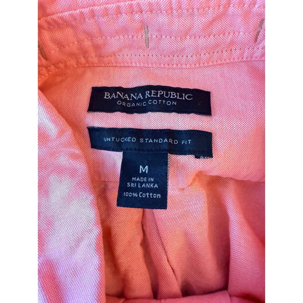 Banana Republic Organic Cotton Button Down Shirt Coral Pink Untucked StandardFit